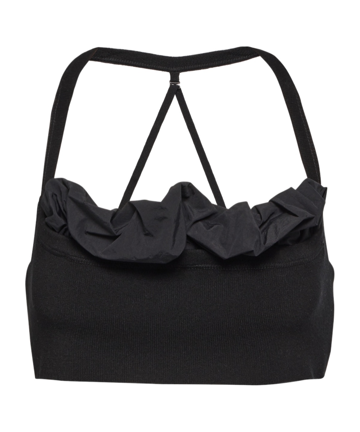 Jacquemus Le Bandeau Frivolli Ruffled Bra Top In Black