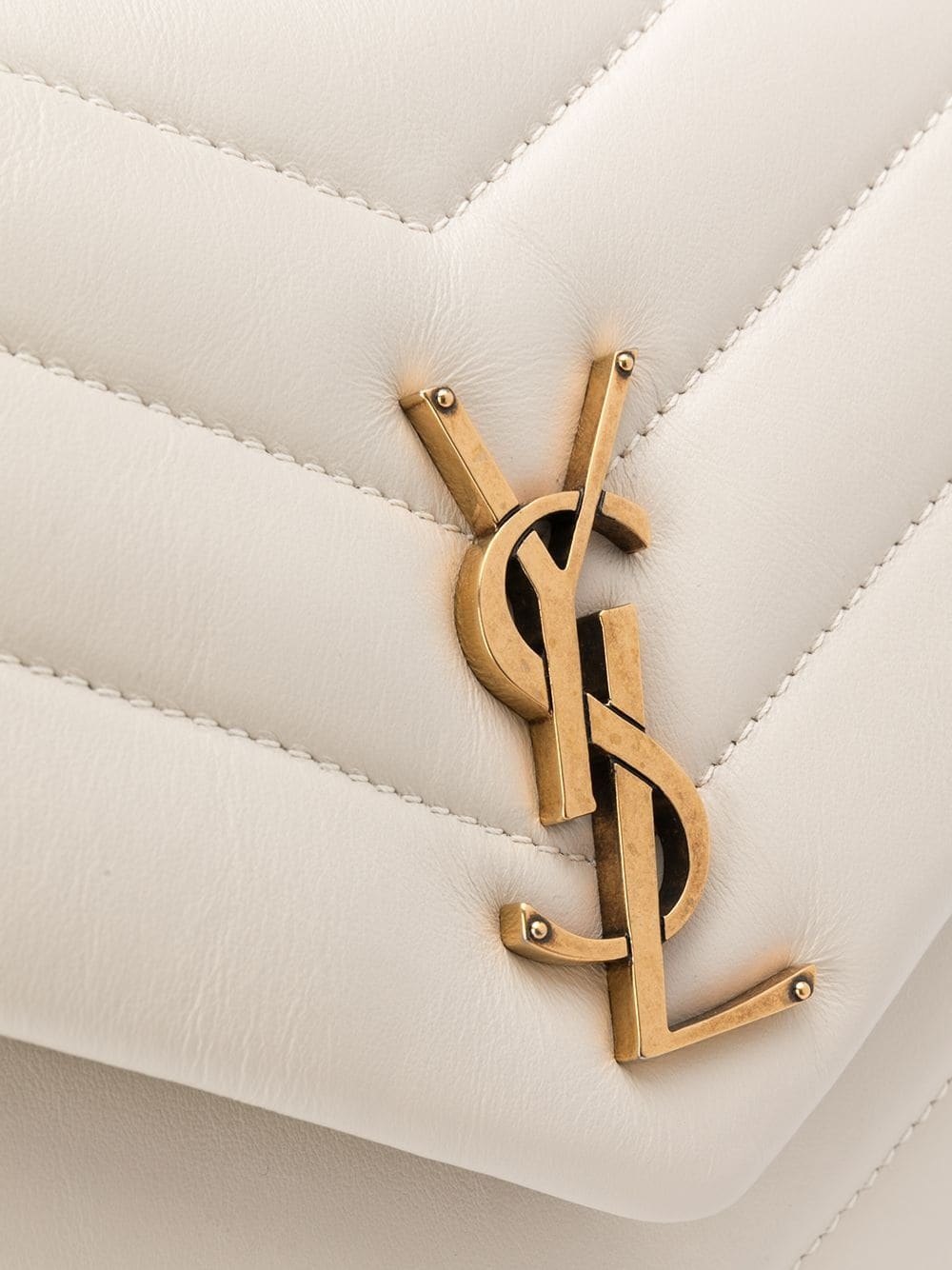 Saint Laurent Monogram Loulou Small Leather Shoulder Bag In White