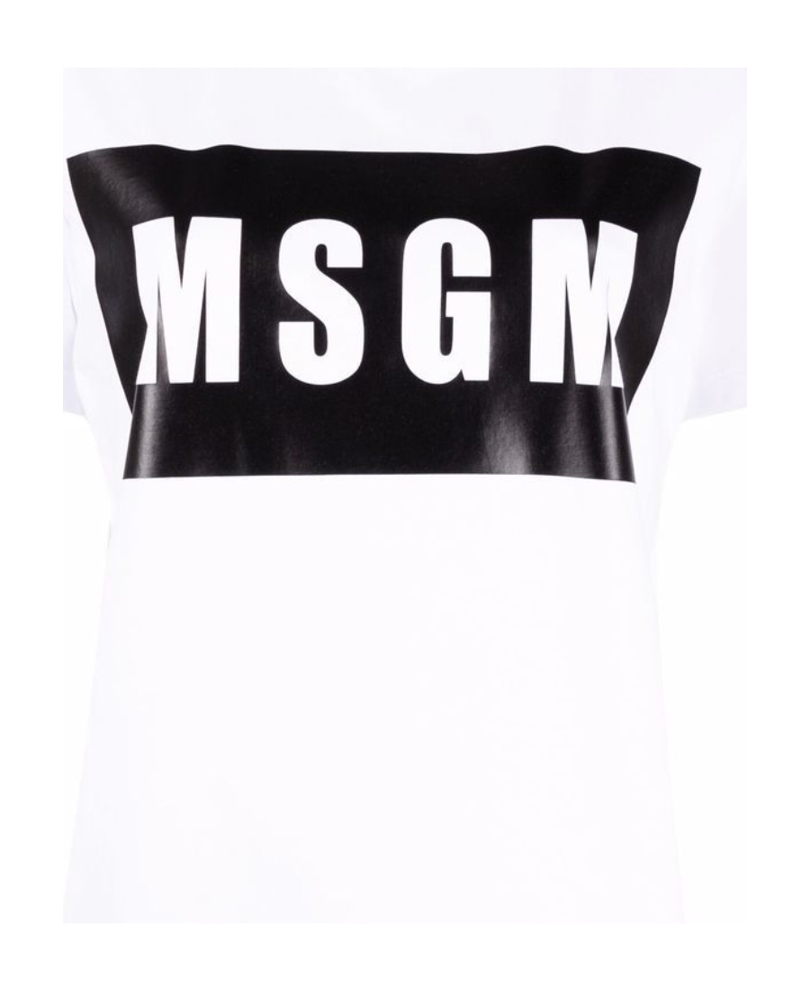 Msgm Logo Print Crewneck T-shirt In White