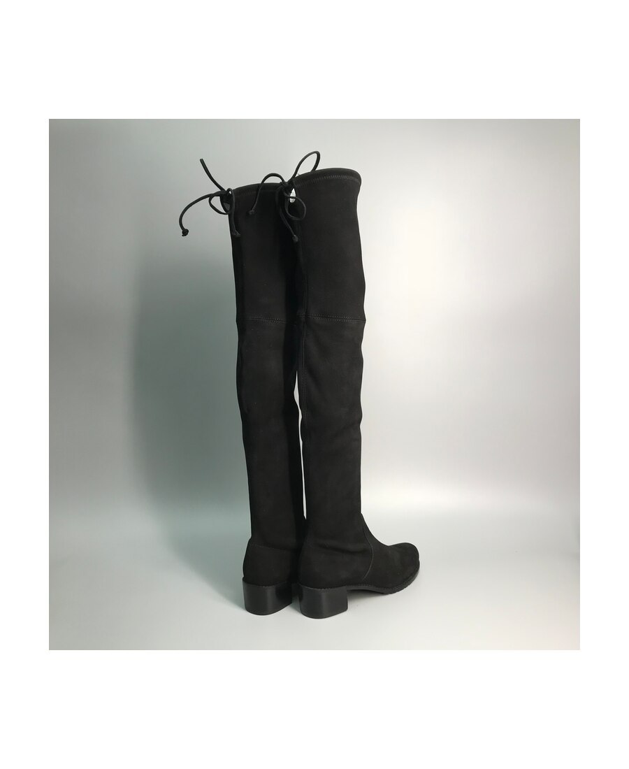 Shop Stuart Weitzman Midland Thigh-high Suede Boots In Black