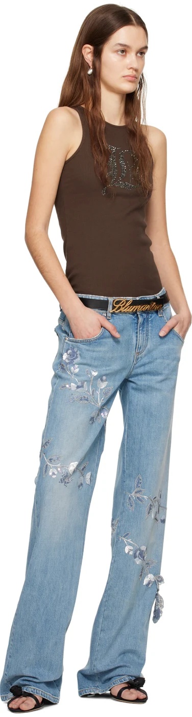 Blumarine Black Logo Belt In Black