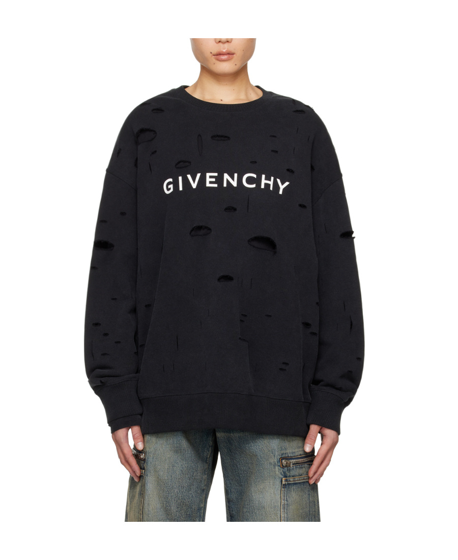 GIVENCHY ARCHETYPE RIPPED COTTON SWEATSHIRT