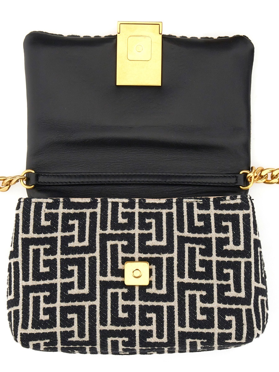 BALMAIN 1945 SOFT MINI BAG WITH JACQUARD MONOGRAM