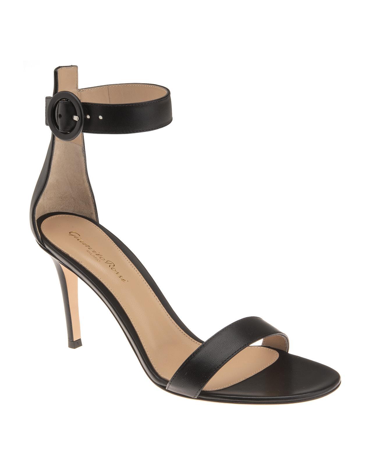 Gianvito Rossi Black Logo Design High-heeled Sandals In Black