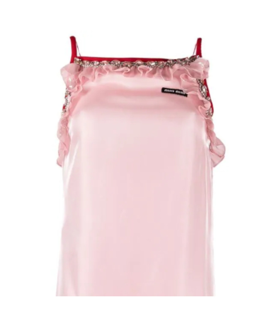 MIU MIU RUFFLE-DETAIL MIDI DRESS