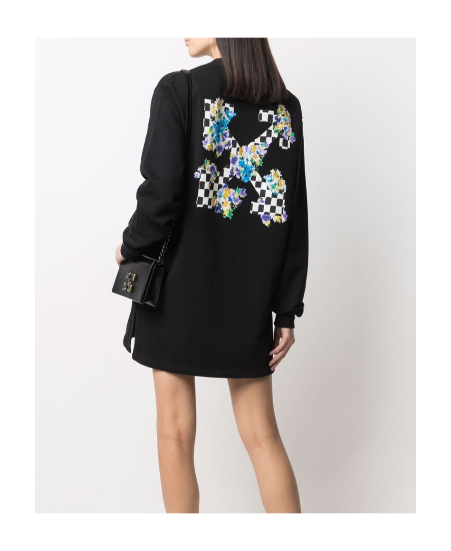 Off-white Arrows Print Sweatshirt Dress In Black