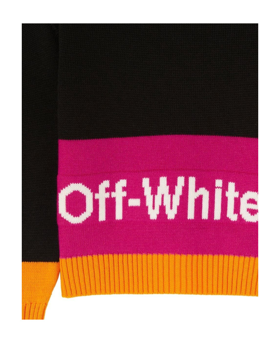 OFF-WHITE COLOUR-BLOCK CREW NECK JUMPER