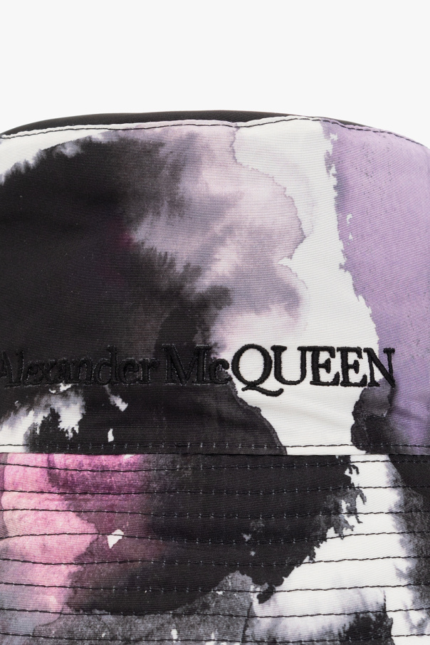 Alexander Mcqueen Watercolour Graffiti Bucket Hat In Black