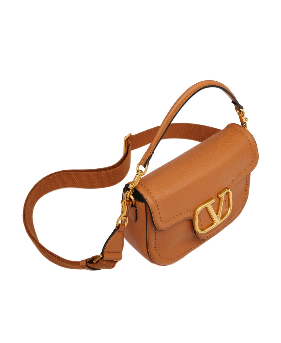 Valentino Structured Leather Chain Strap Bag In Brown