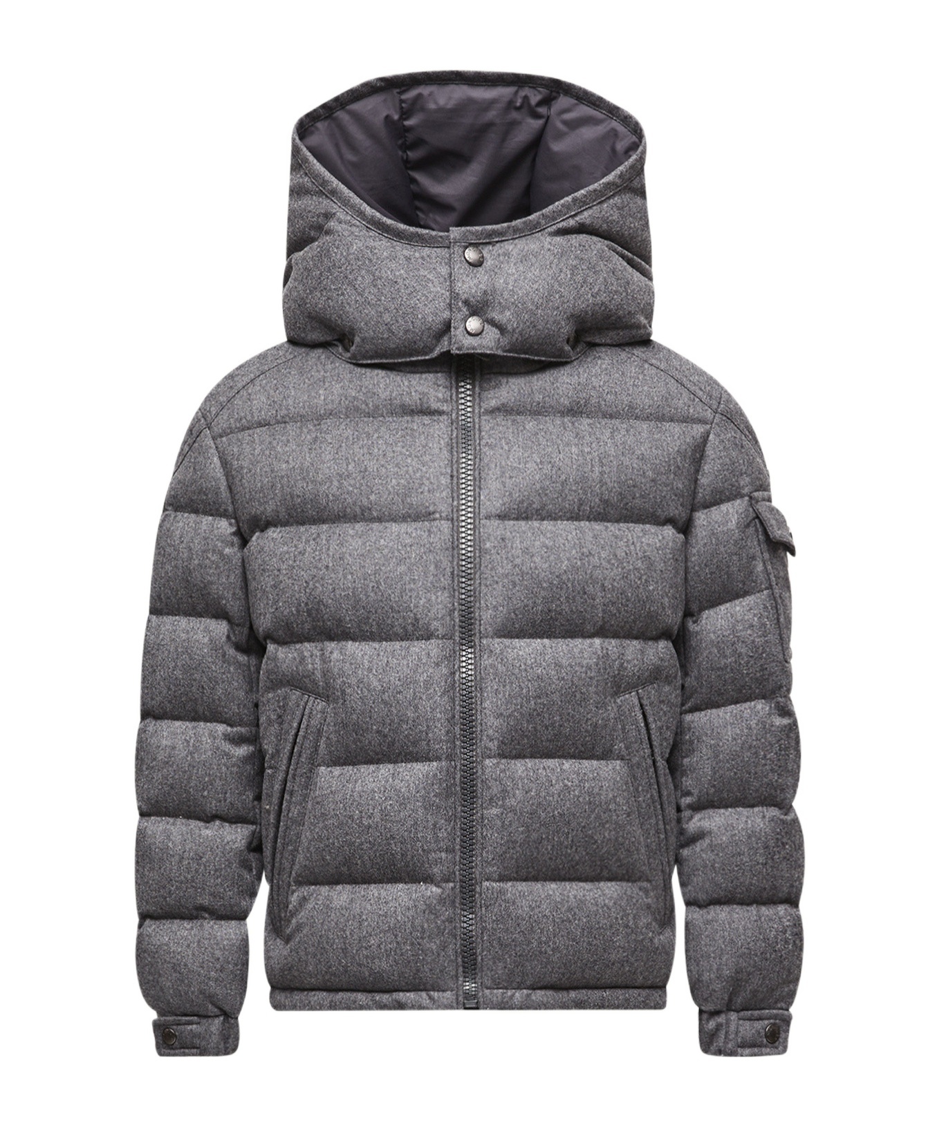 Moncler Montgenevre Hooded Wool Down Jacket In Gray