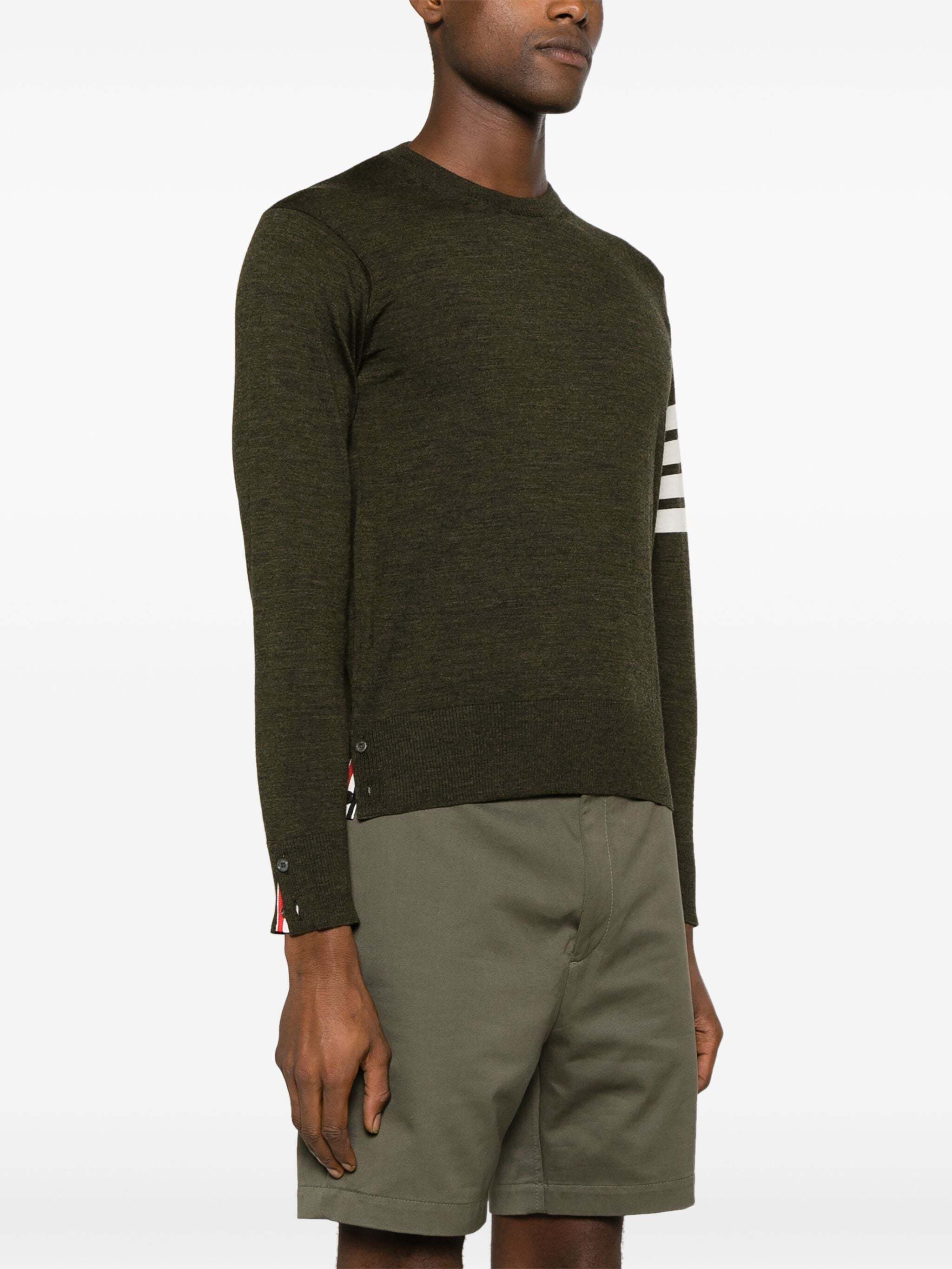 Thom Browne 4-bar Stripes Crewneck Sweater In Black