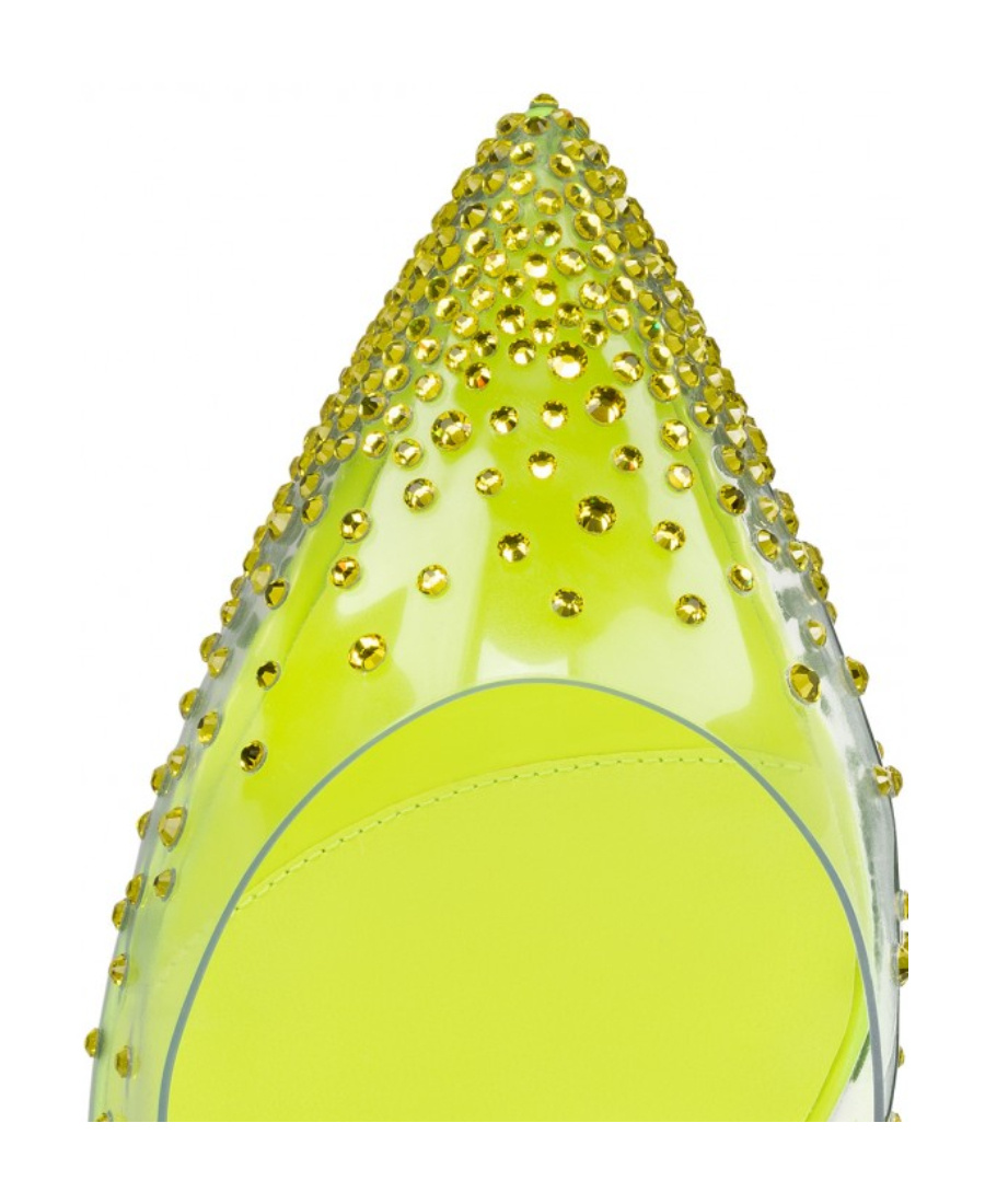 Shop Christian Louboutin Crystal-embellished 110mm Leather Sandals In Yellow