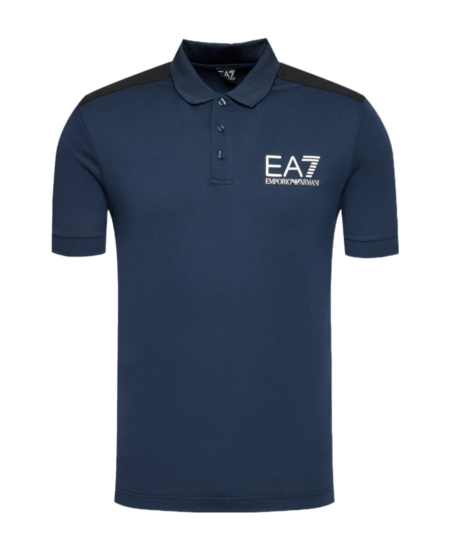 EA7 NAVY BLUE LOGO SHORT-SLEEVED POLO SHIRT