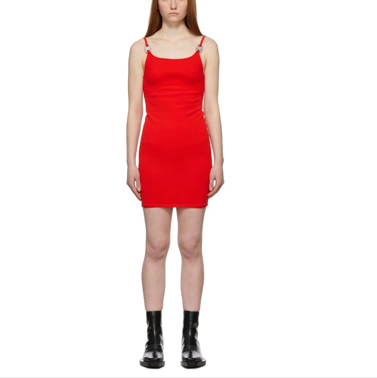 Alyx Buckle-detail Knitted Minidress In Red