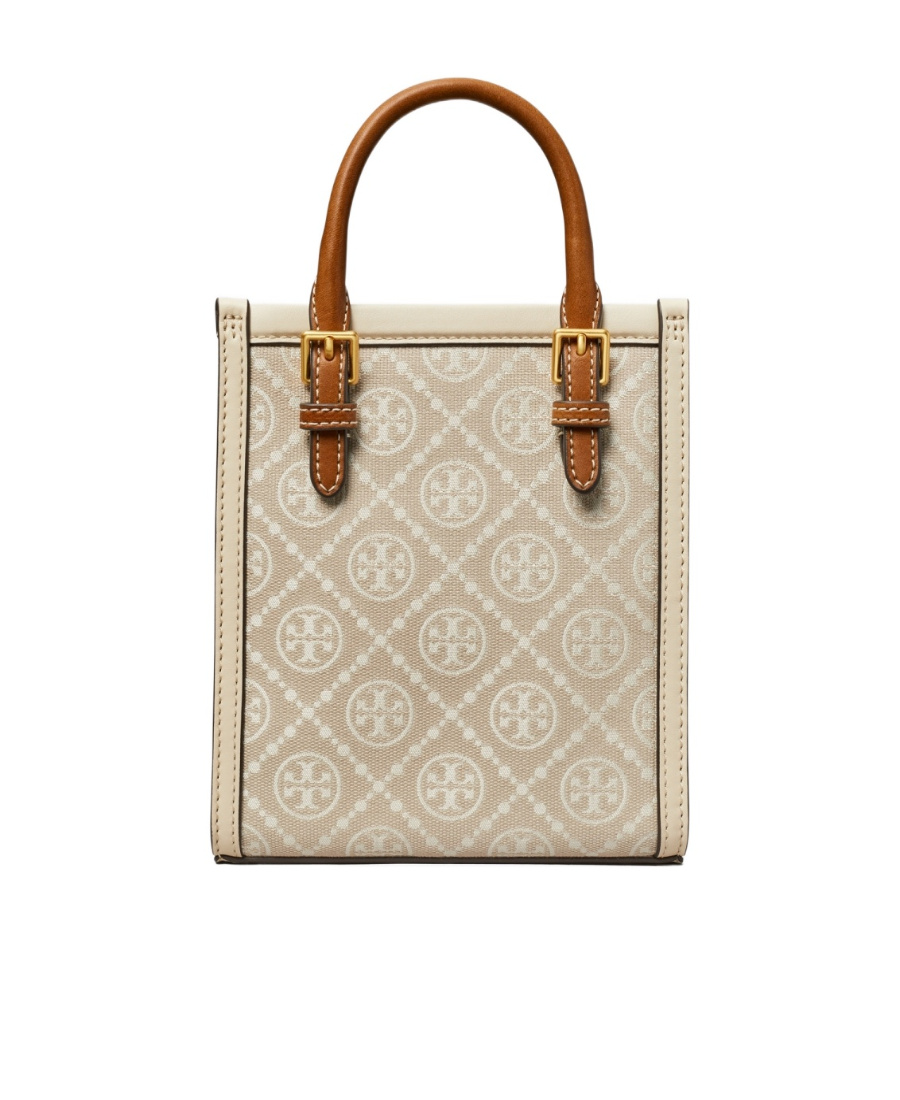 Tory Burch Monogram-pattern Print Tote Bag In Nude