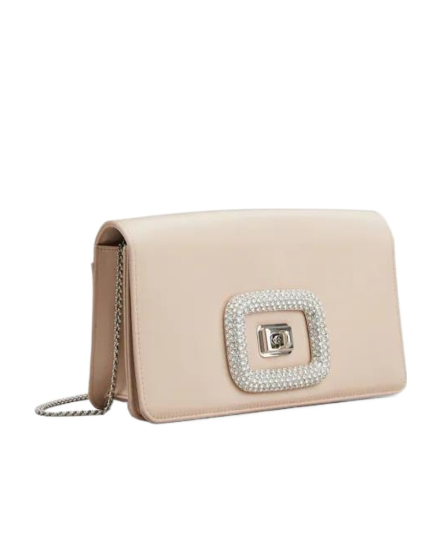 Roger Vivier Viv' Choc Jewel Mini Bag In Satin In Nude