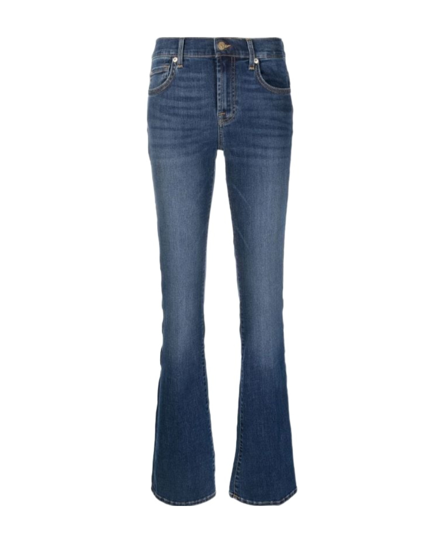 7 For All Mankind High Waisted Slim Kick With Studs Jeans In Juke Box In Blue