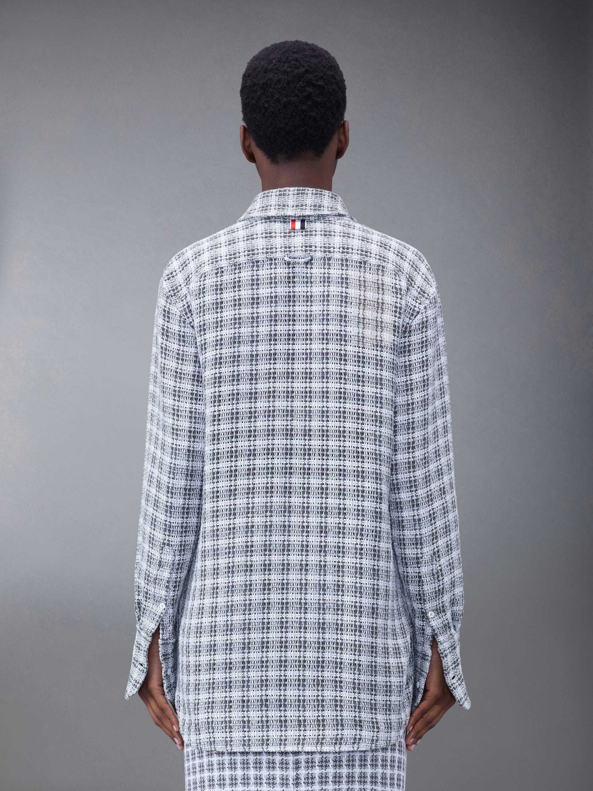 Thom Browne Plaid Crochet Shirt In Blue