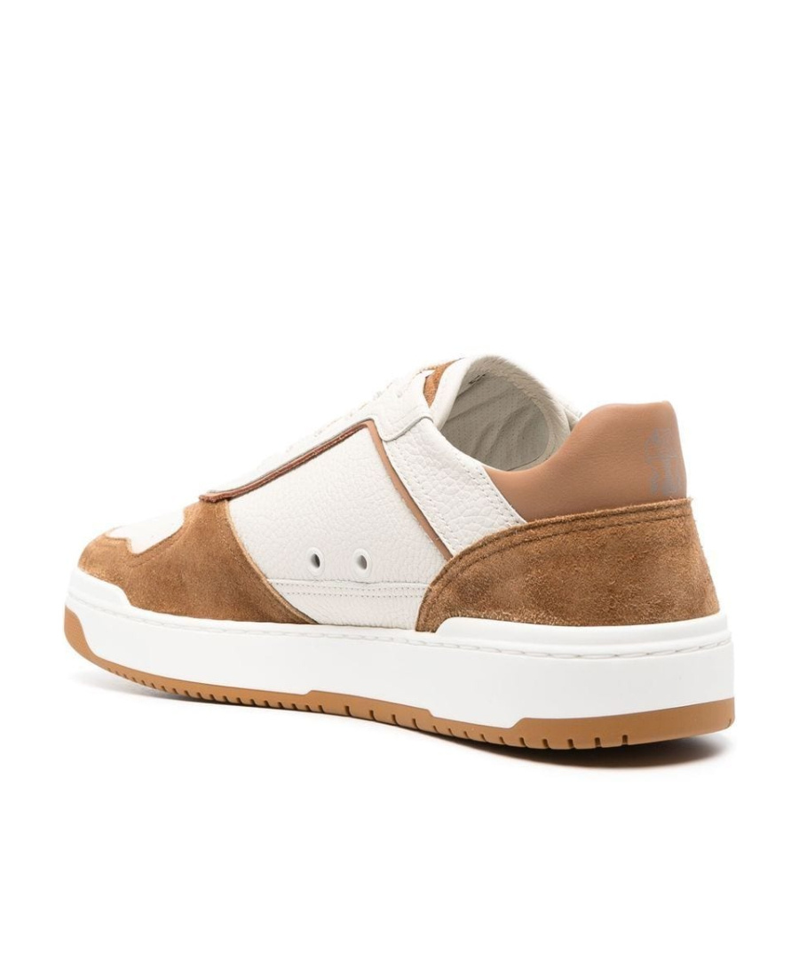 Brunello Cucinelli Panelled Leather Low-top Sneakers In White