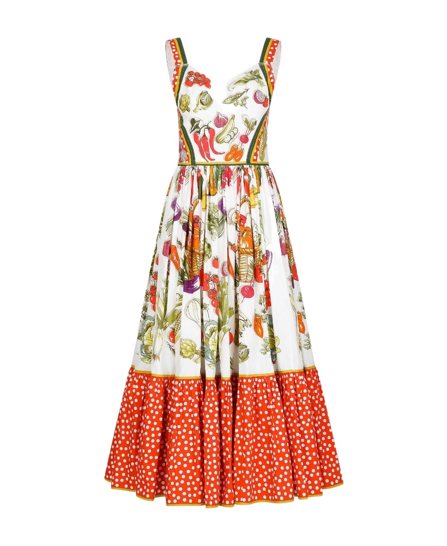 Dolce & Gabbana Graphic-print Midi Dress In Multi