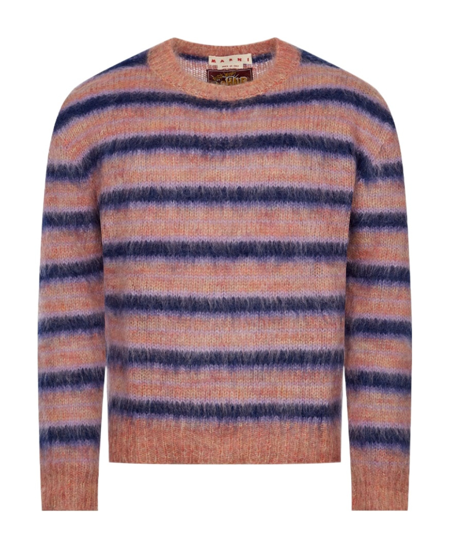 Marni Striped Mohair Blend Sweater In Pink