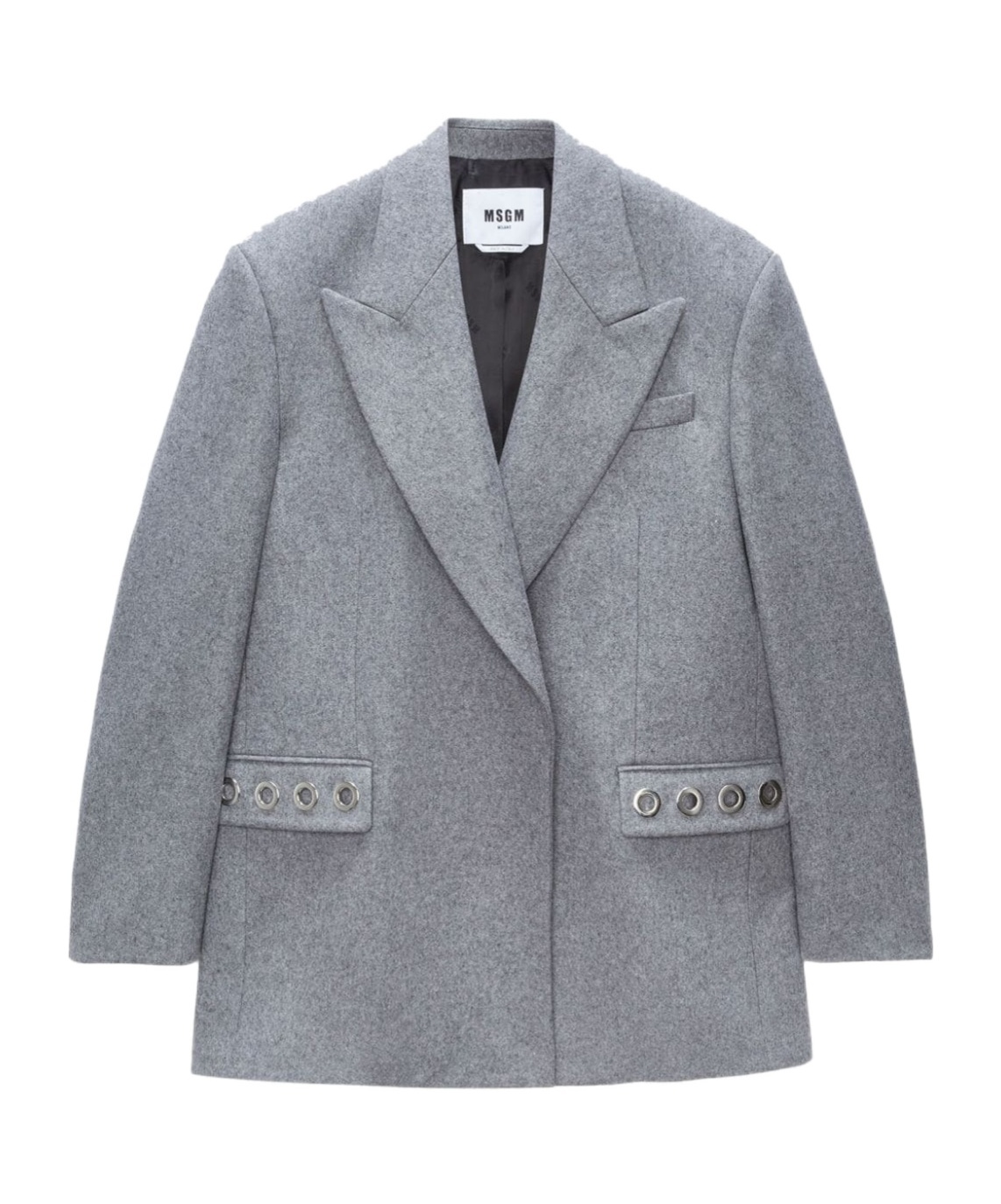 Msgm Eyelet-embellished Single-breasted Blazer In Gray