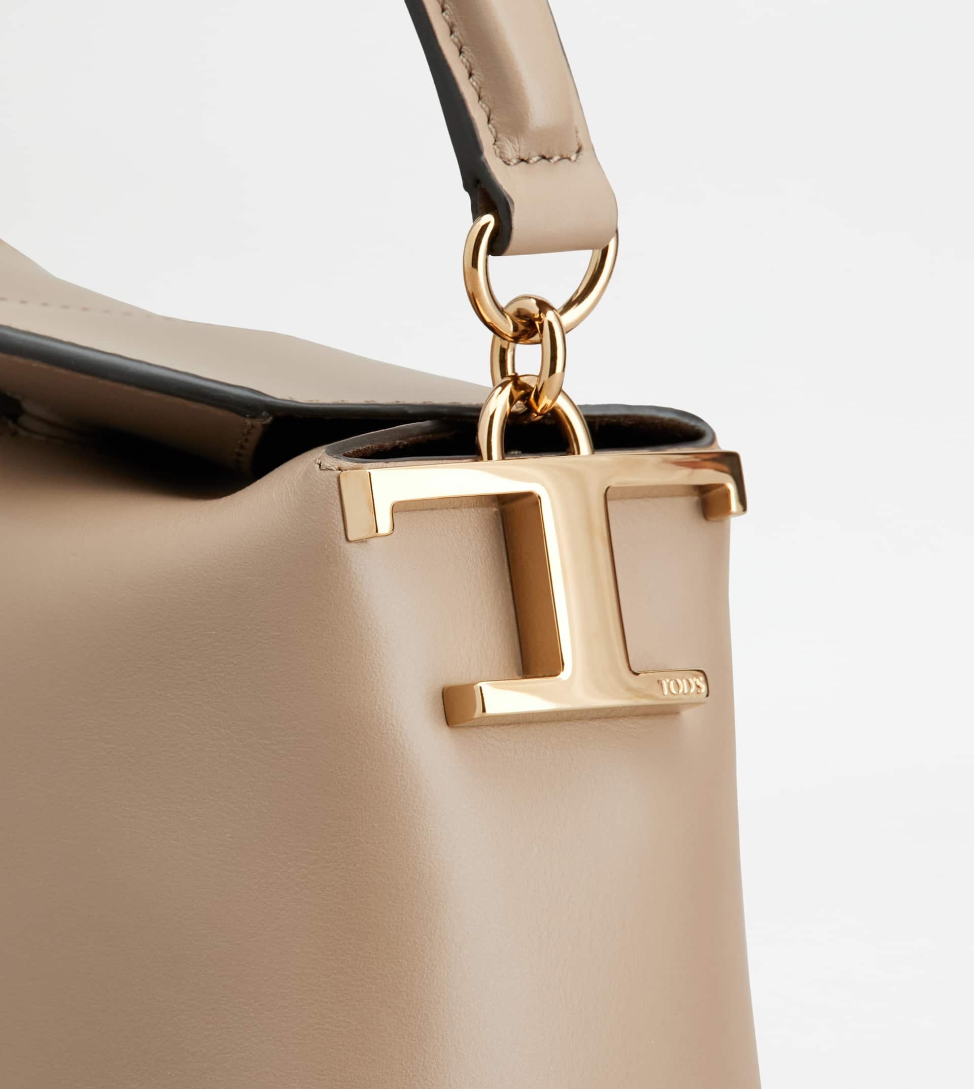 Tod's T Case Tote Messenger Bag In Leather Micro In Nude