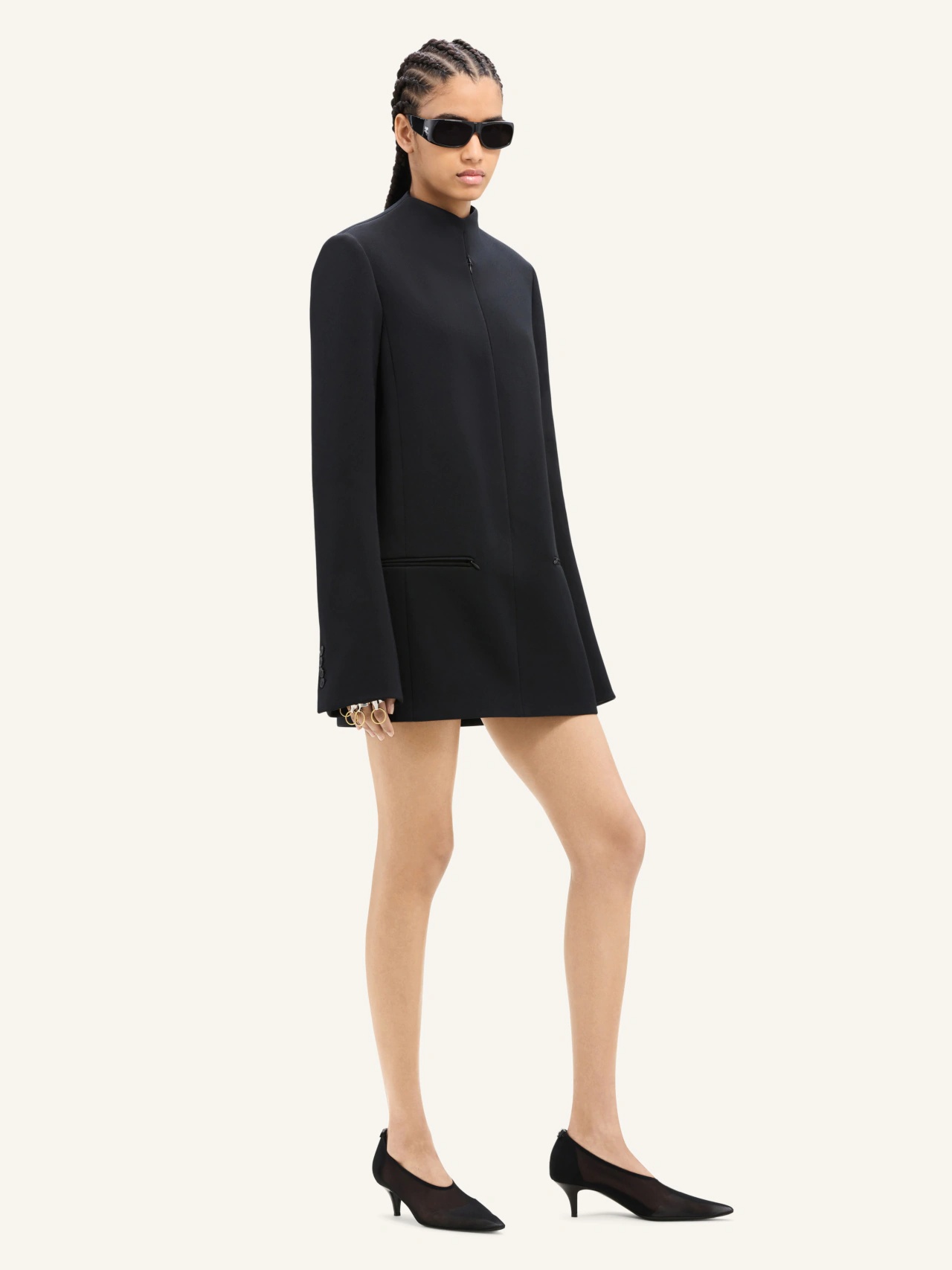 Courrèges Front-zipped Cut-out Mini Dress In Black