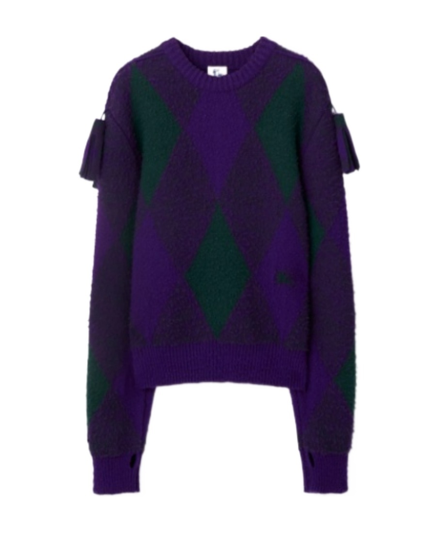 BURBERRY BURBERRY DIAMOND-PATTERN CREWNECK KNITTED JUMPER