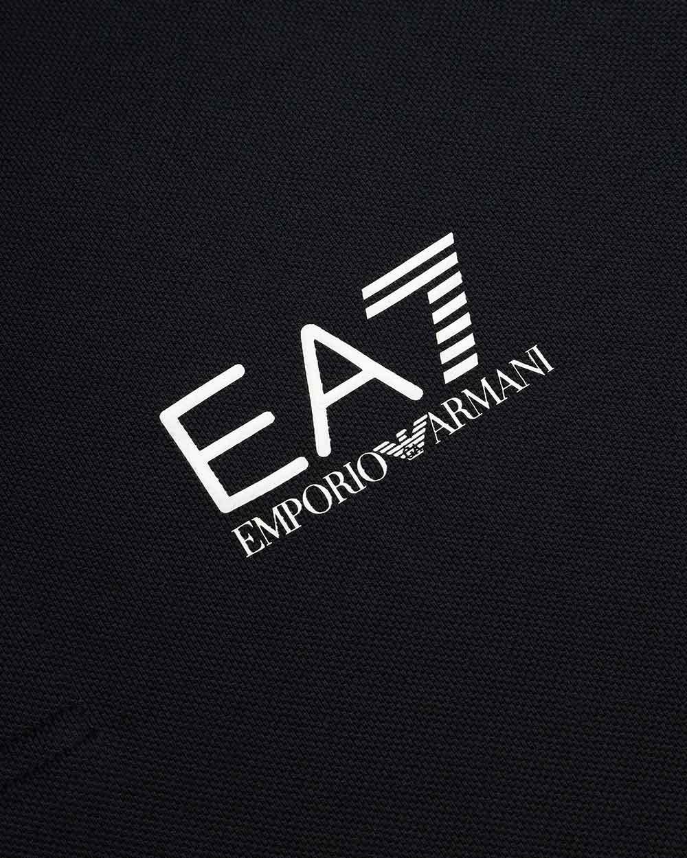 Ea7 Logo Printed Polo Shirt In Black