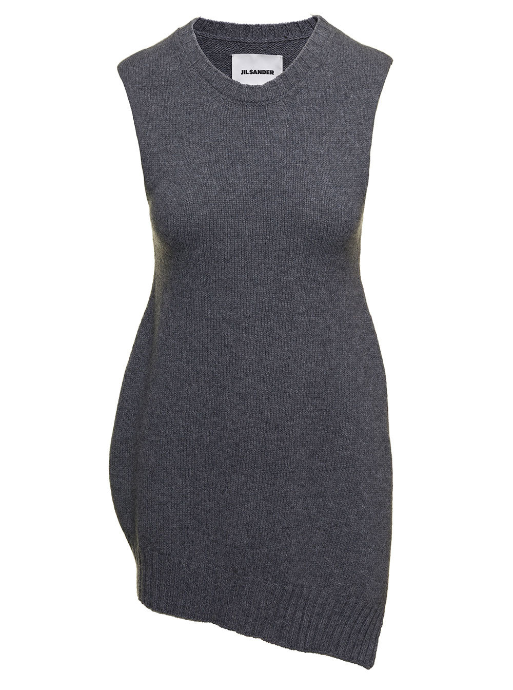 Jil Sander Grey Two-piece Sweater With High-neck In Wool Woman In Black