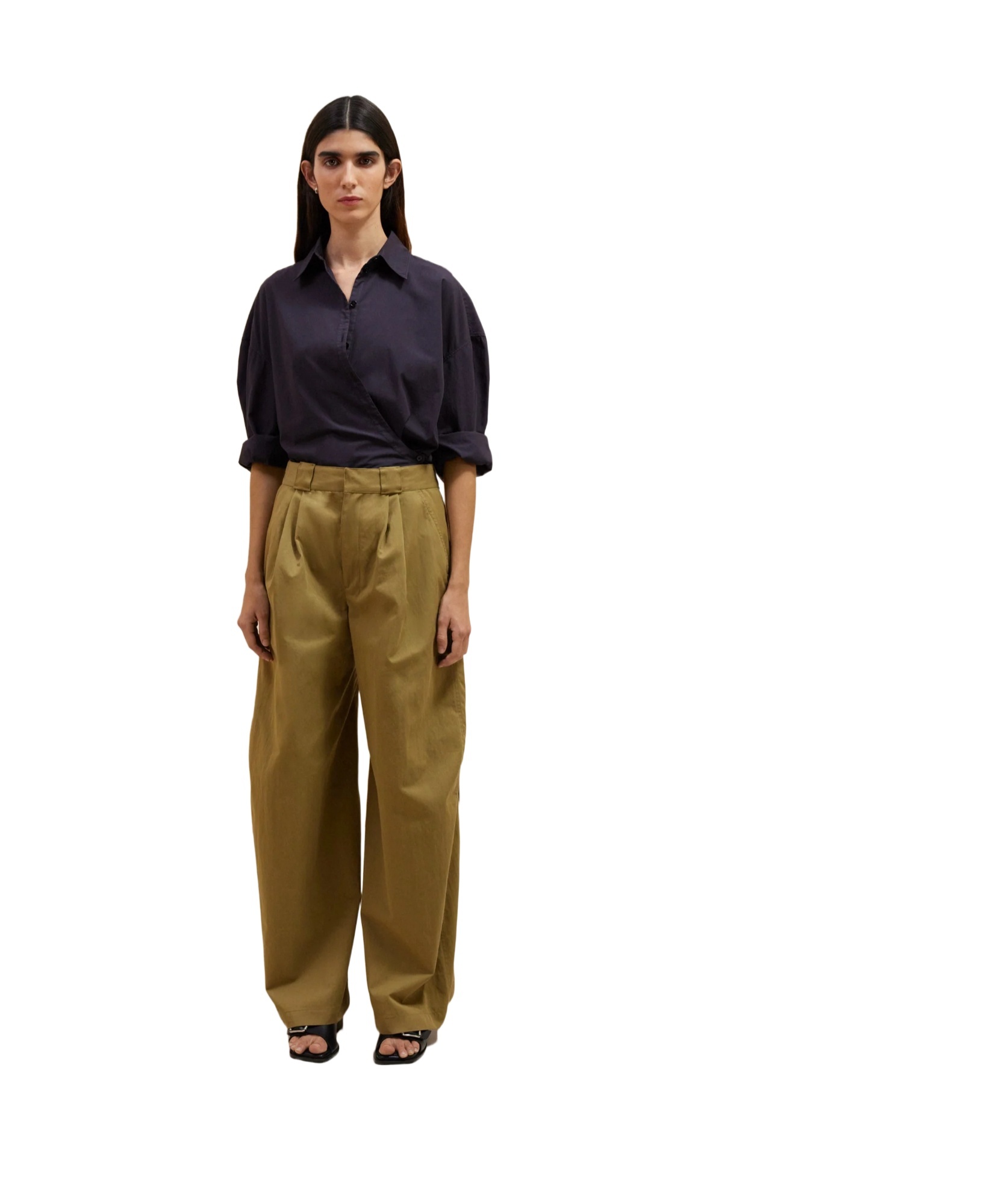 Lemaire High-waist Wide-leg Trousers In Green
