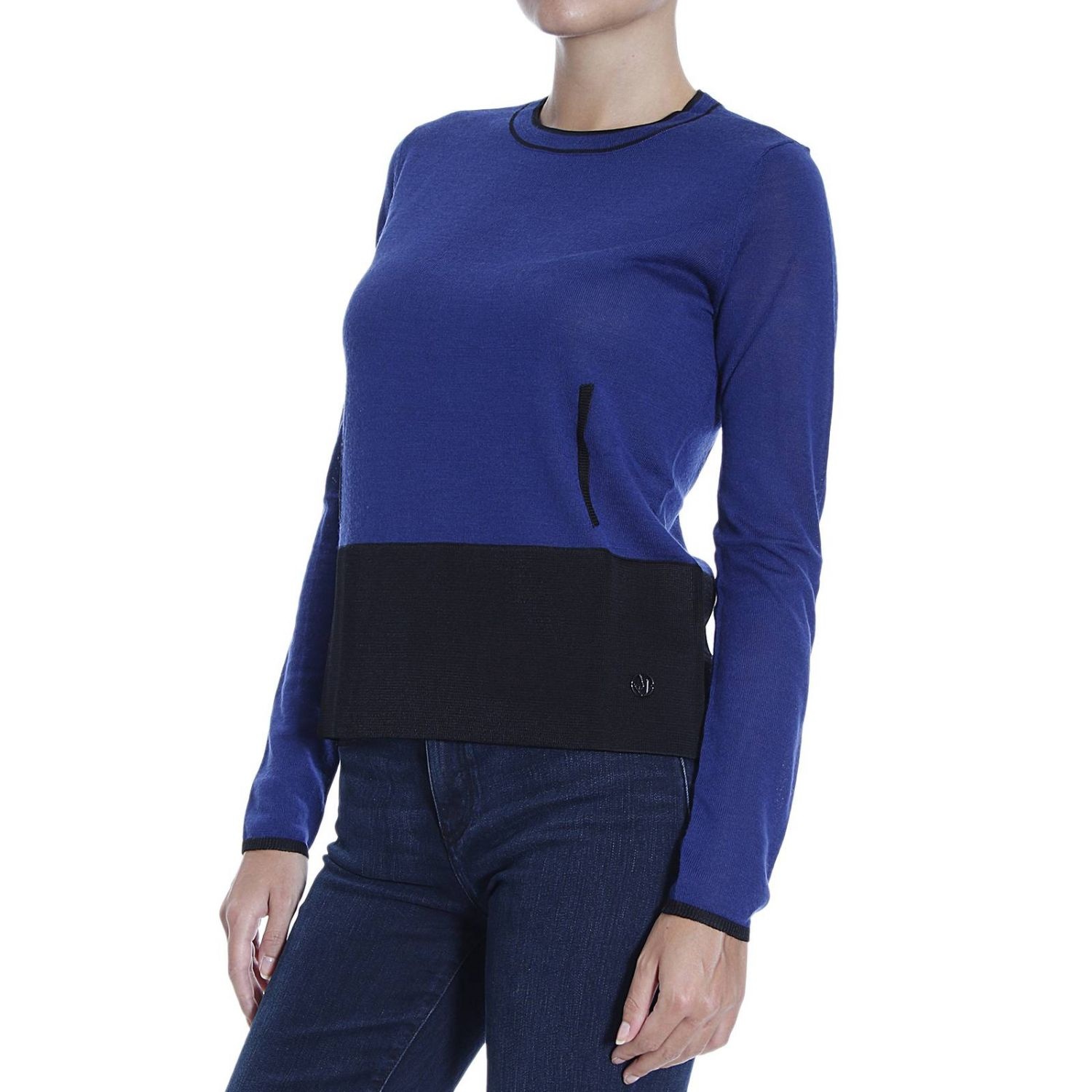 Armani Jeans Splicing Detail Pullover In Blue