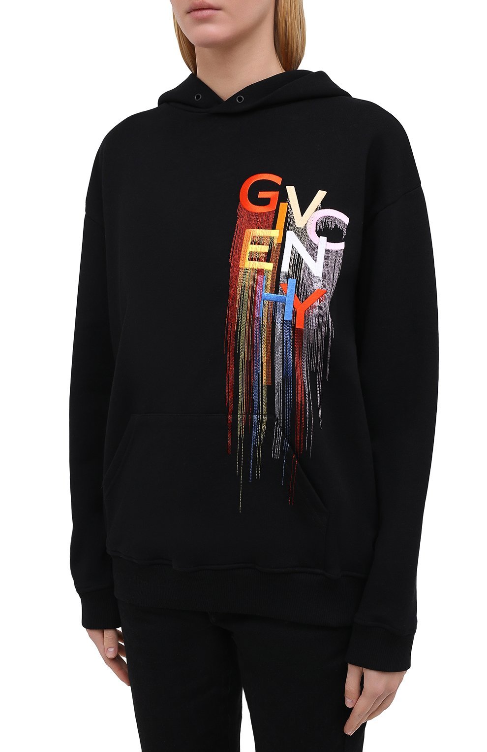 Givenchy Embroidered Logo Hooded Sweatshirt In Black