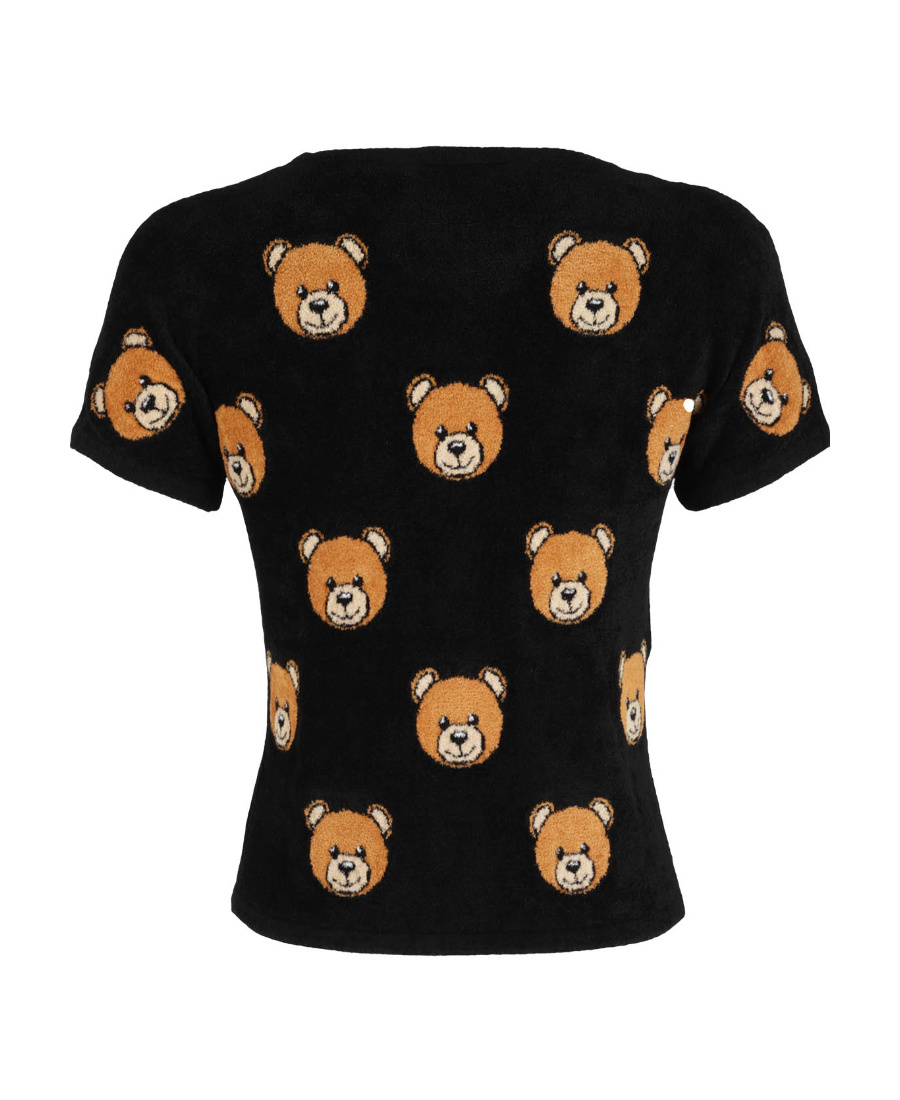 Moschino Teddy Bear-print Brushed Top In Black