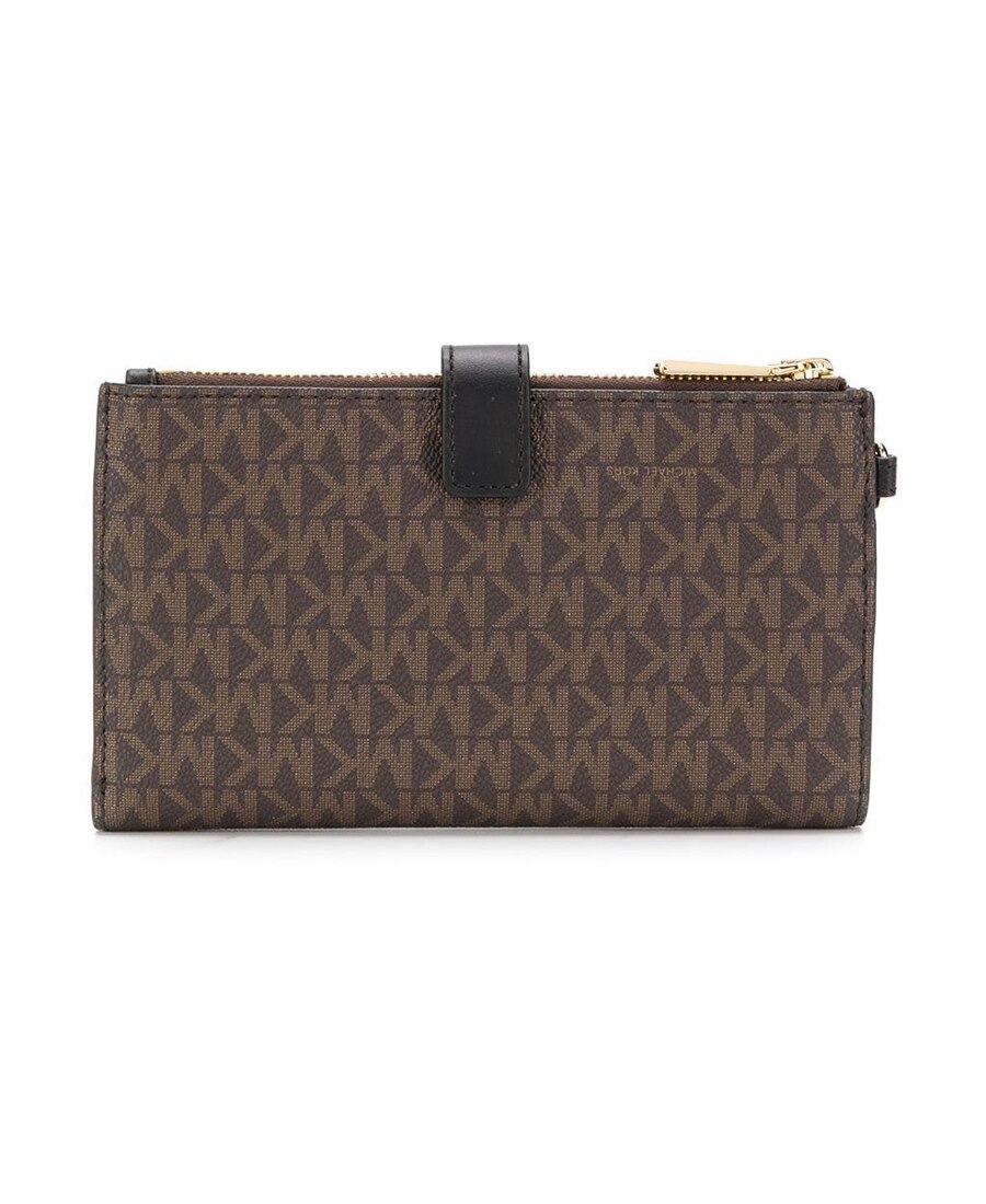 Michael Kors Adele Monogram Clutch Bag In Brown