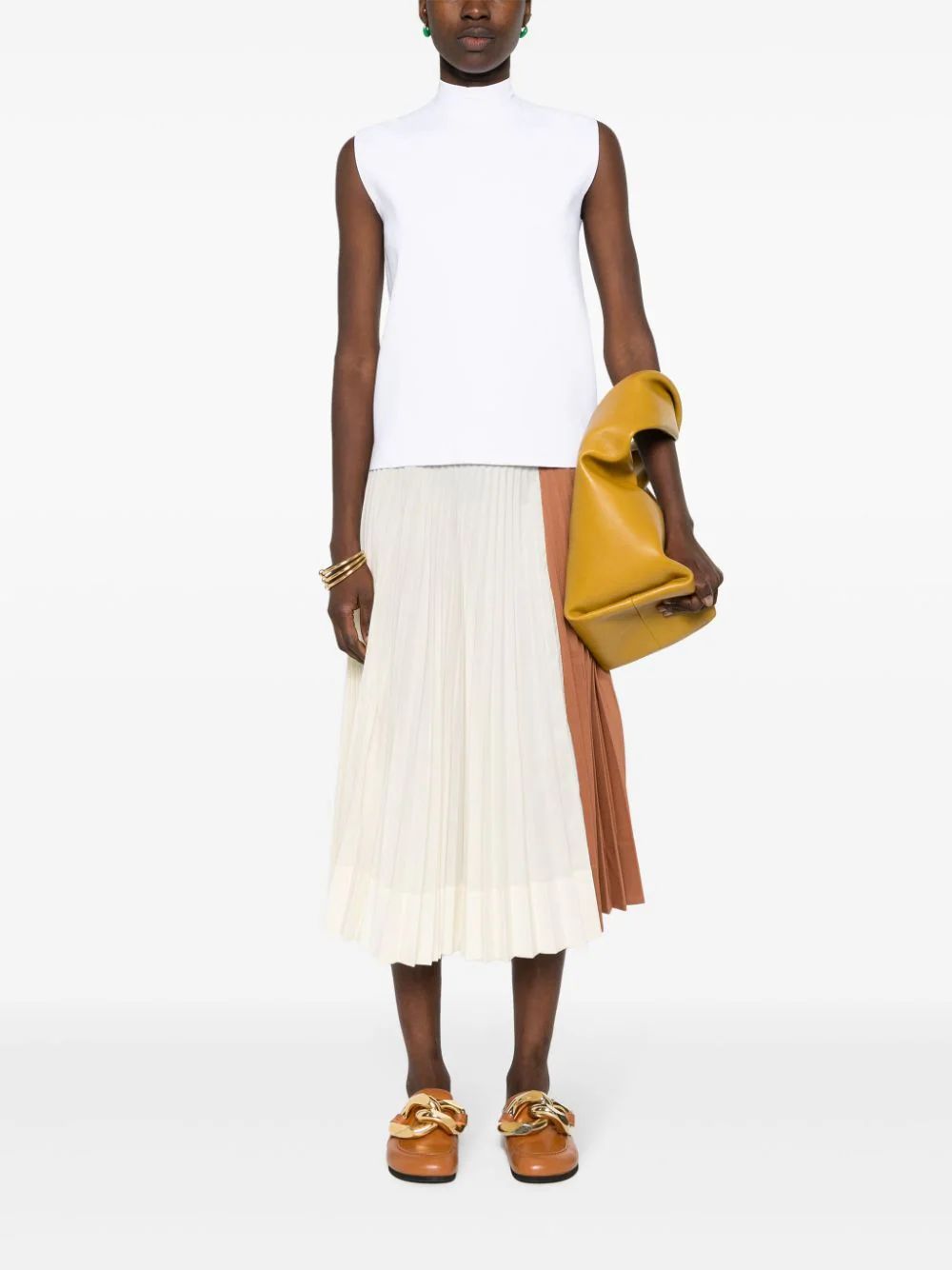 Plan C Fine-knit Mock-neck Top In White