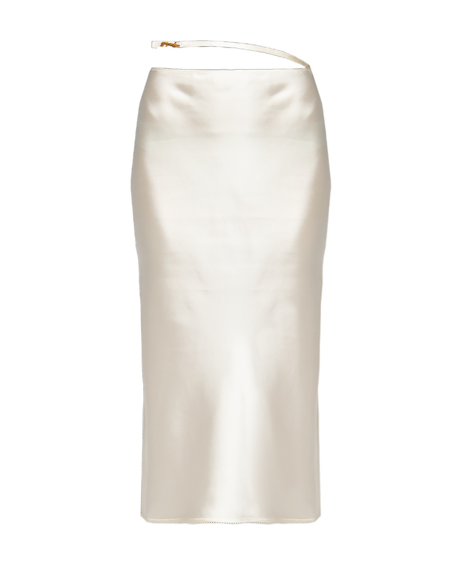 Shop Jacquemus Notte Side-slit Midi Skirt In White