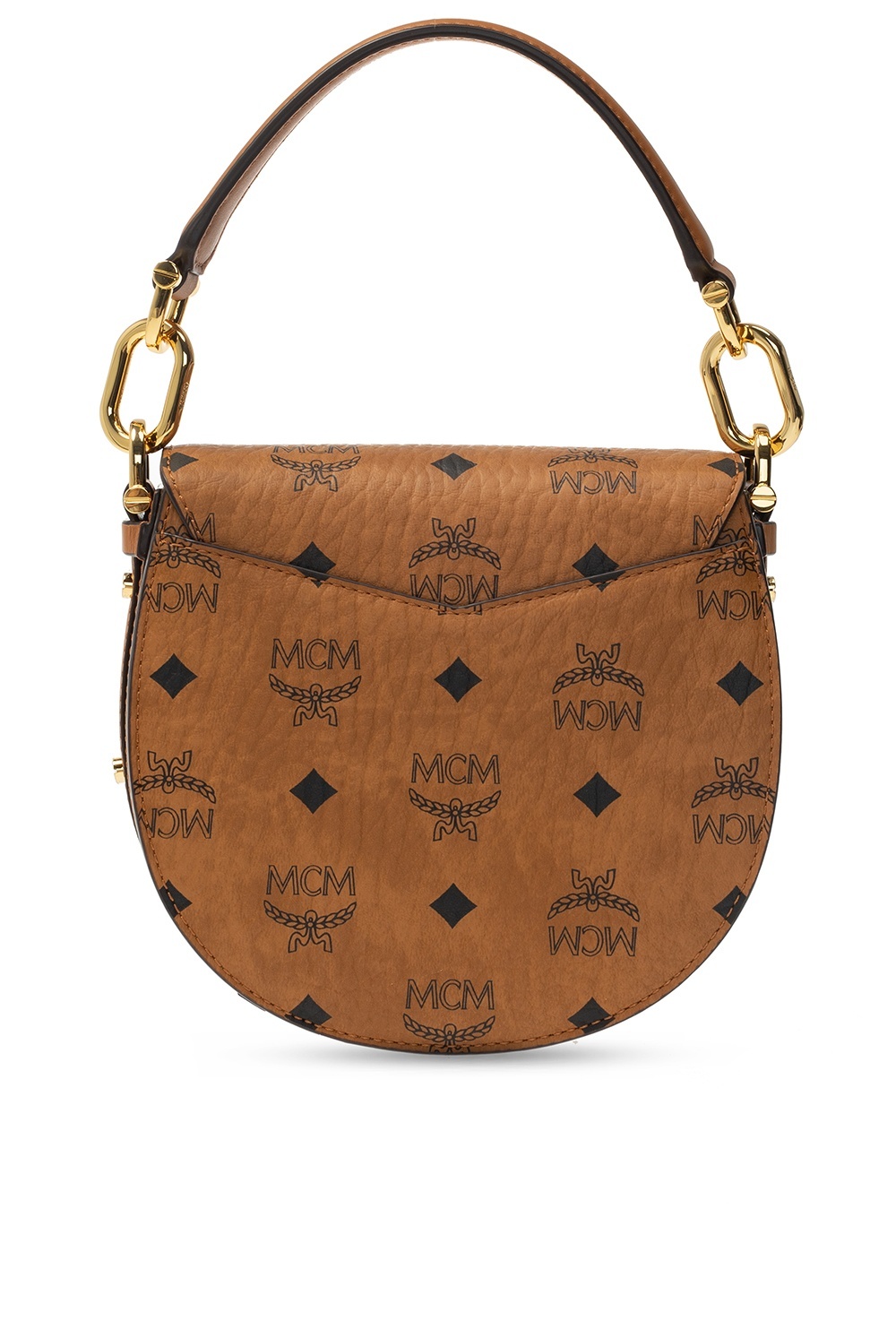 Mcm Printed Logo Handbag In Brown