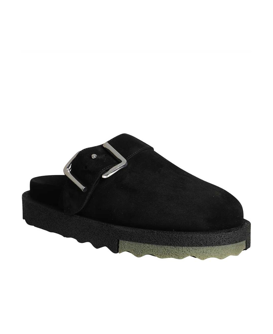 Off-white Sponge Buckle-embellished Slippers In Black