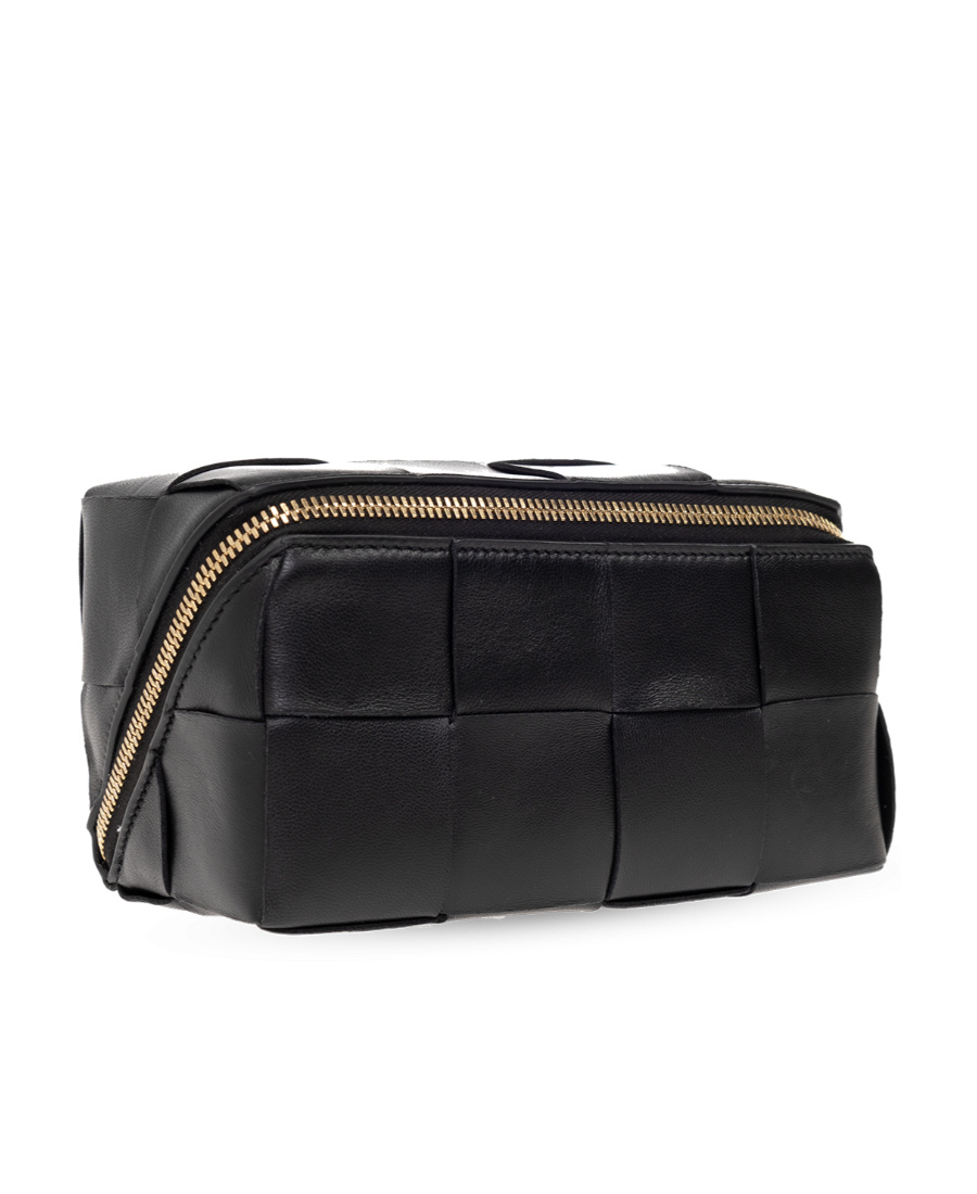 Bottega Veneta Intrecciato Leather Make Up Bag In Black