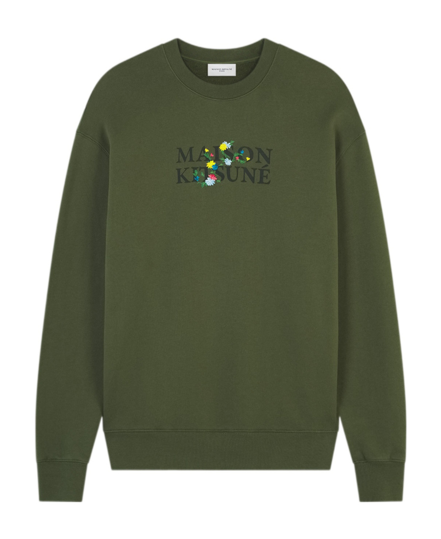 Maison Kitsuné Man Sweatshirt Military Green Size M Cotton In Green