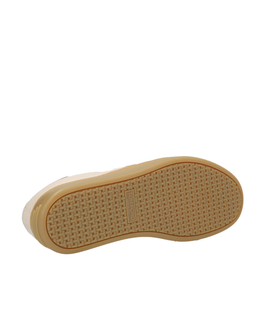 Tom Ford Smooth Leather Low Top Sneakers In Nude