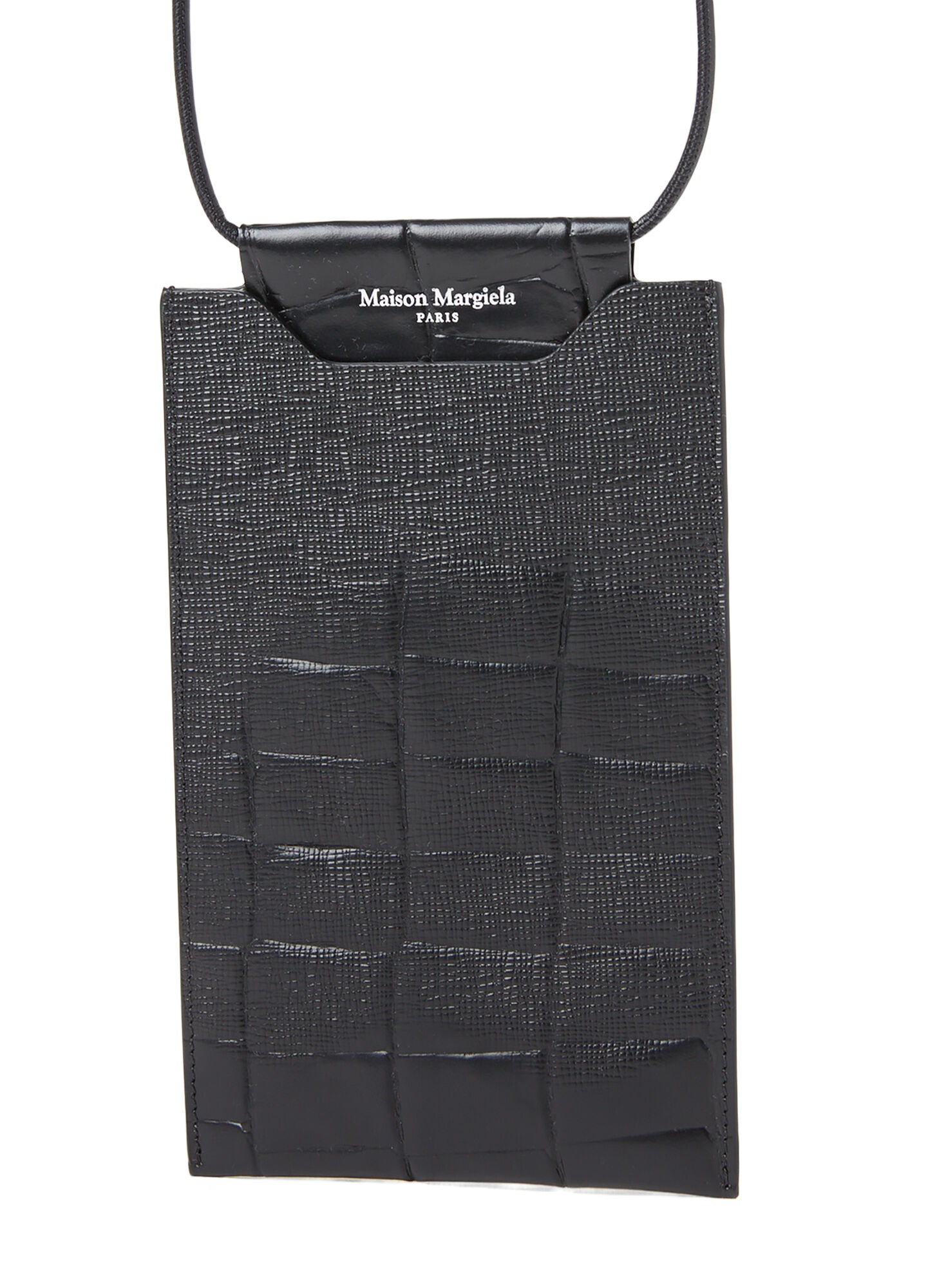 Maison Margiela Crocodile-embossed Phone Pouch In Black