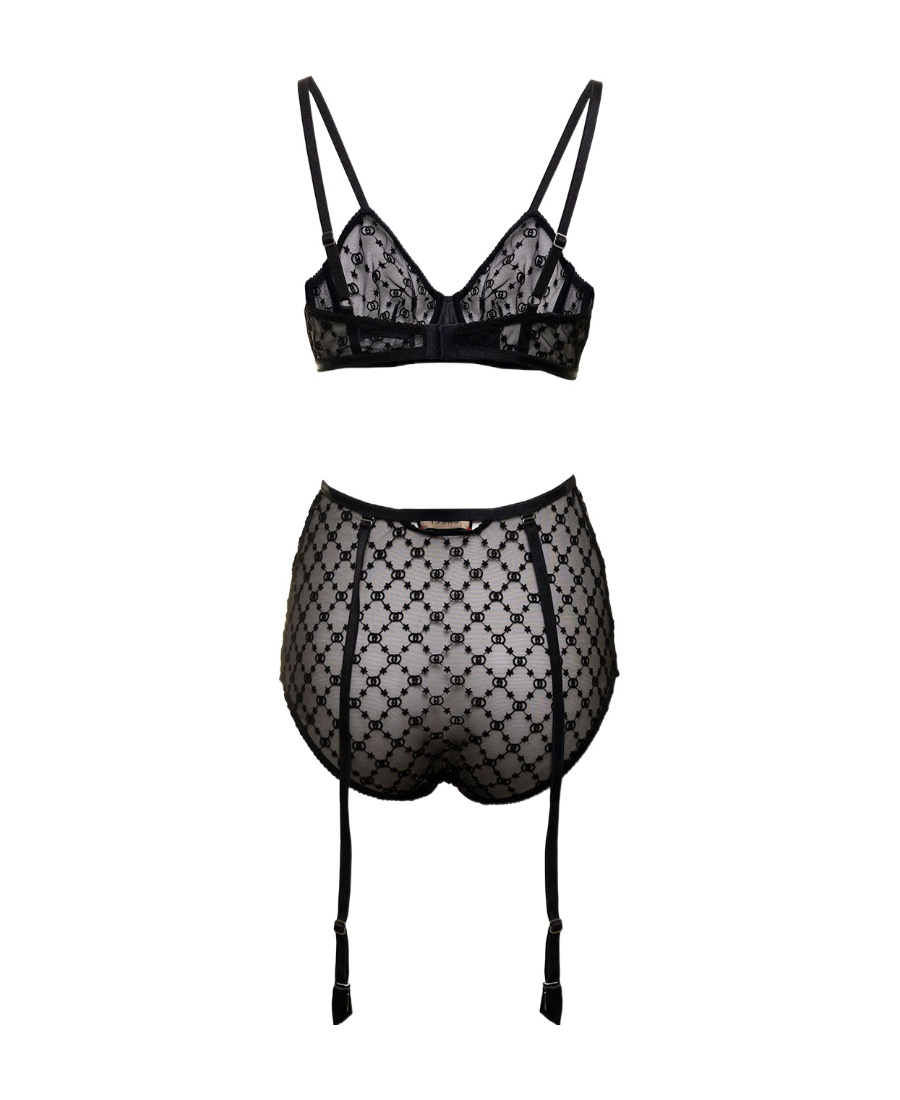 Gucci Gg-print Lingerie Set In Black