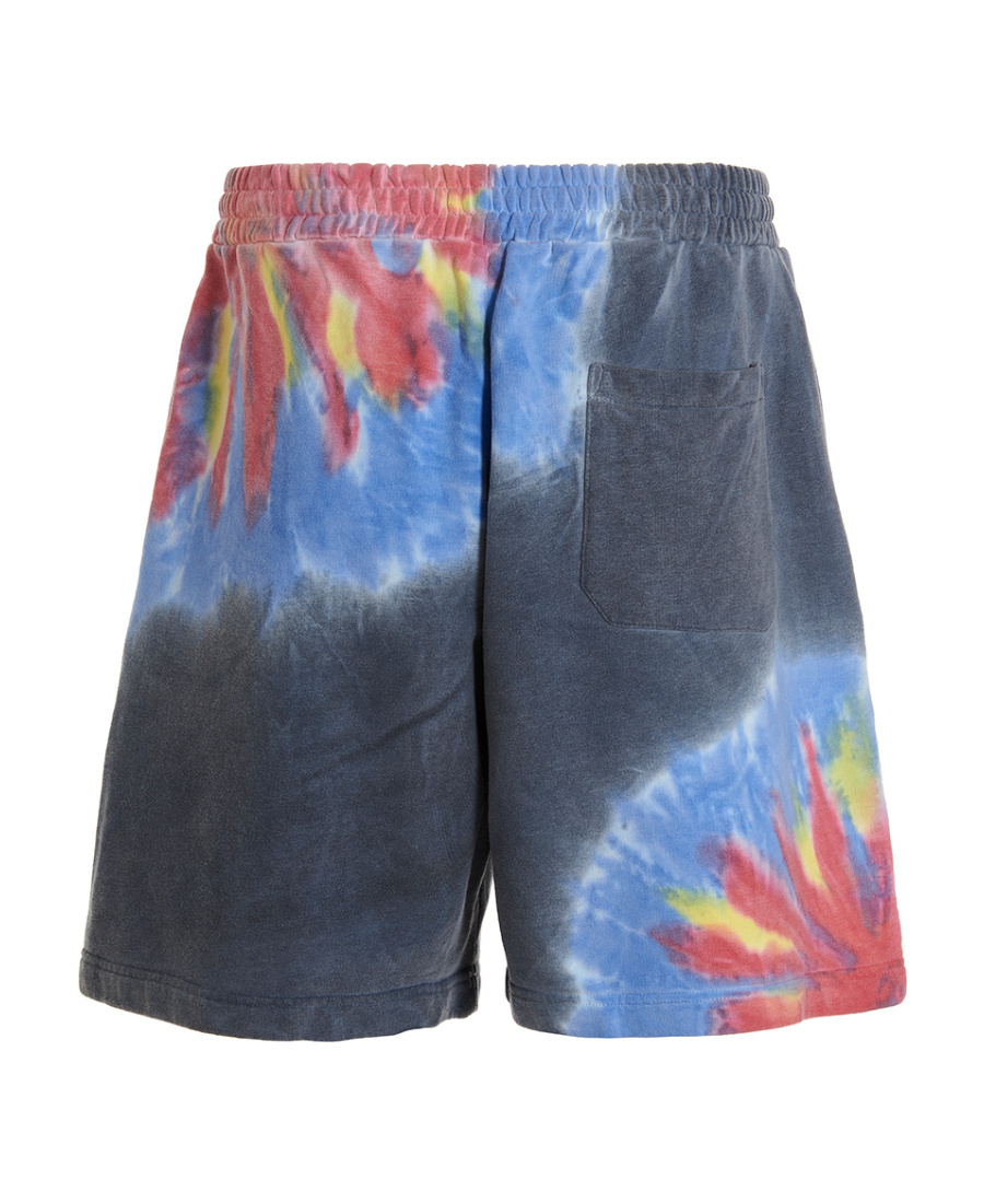 Msgm Logo Printed Tie Dyed Bermuda Shorts In Black