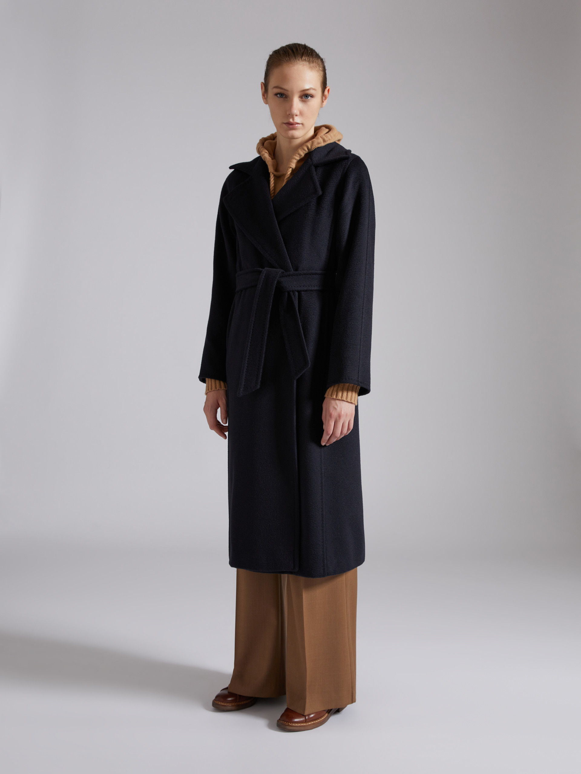 Max Mara Tie A Belt Overcoat In Blue