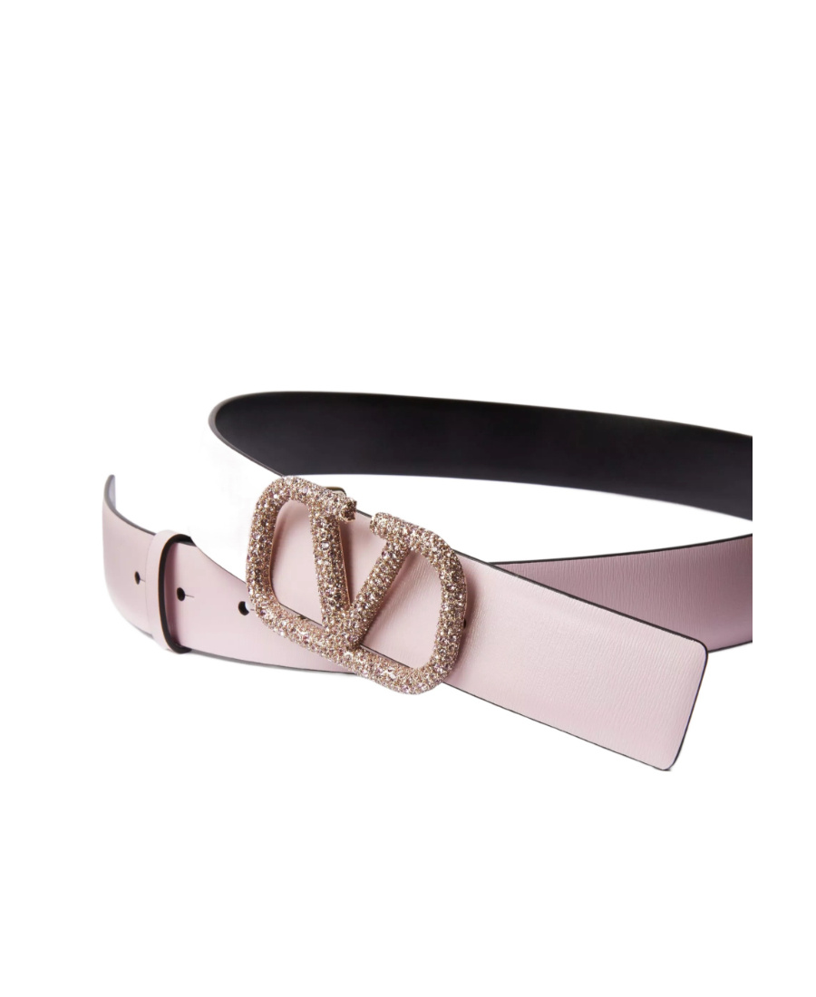Valentino Vlogo Signature Reversible Shiny Calfskin Belt - 30mm / 1.2 In. In Pink