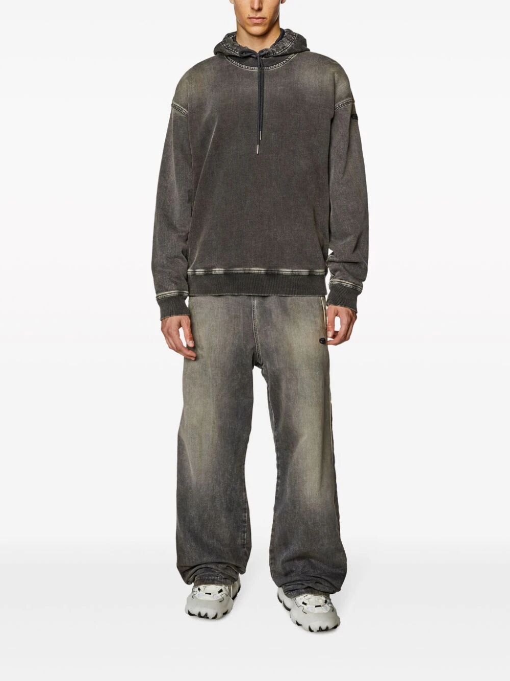 Diesel D-martians Wide-leg Track Jeans In Black