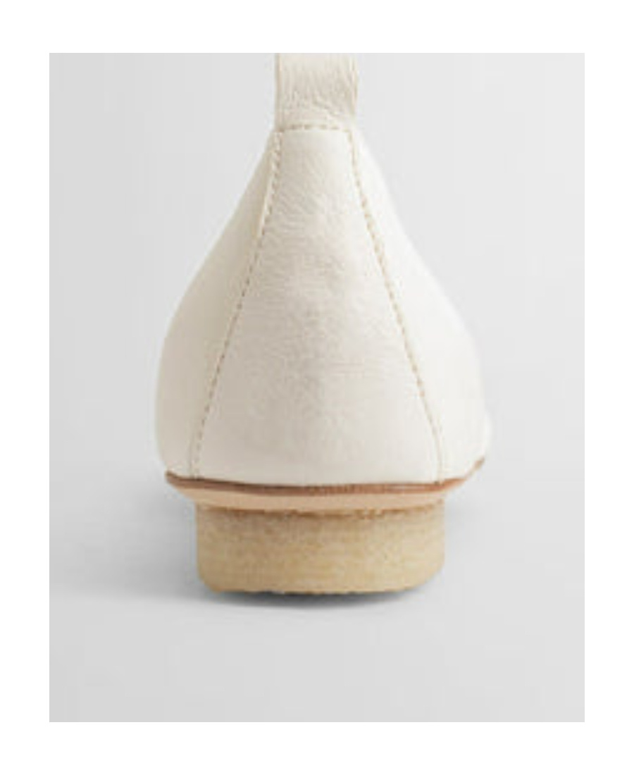 Shop Uma Wang Asymmetric-toe Leather Ballerina Shoes In White